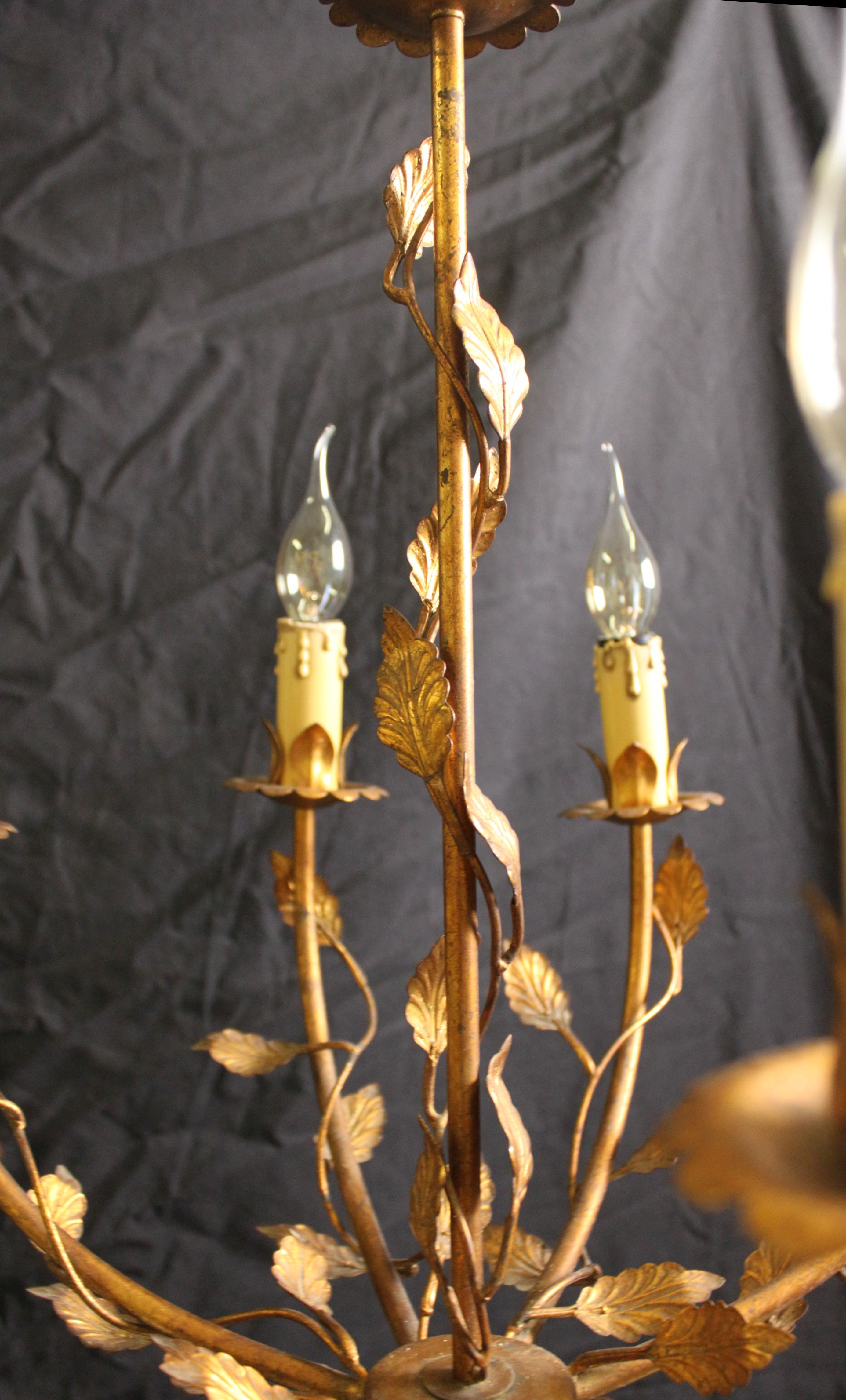 Vegetable chandelier in gilded metal, 1960