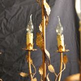 Vegetable chandelier in gilded metal, 1960