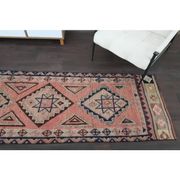 Tapis couloir en laine et coton fait main Oushak turc des années 1970, 84x308.