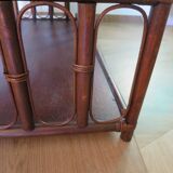 Retro-Side table-vinyl furniture-wood, rattan and bamboo-80s
