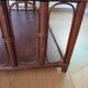 Retro side table - vinyl furniture - rattan and bamboo - 1980s