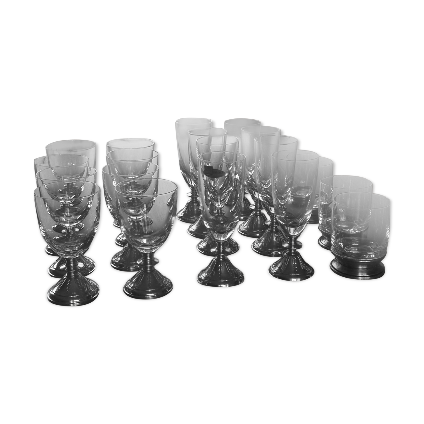 Lot De 6 Dessous De Verre En étain Vintage - Poinçon Ange Coster - Forme Ronde, Empilables
