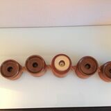 Five-headed chandelier in wood and ceramic Scandinavian style / vintage 60s-70s