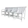Set of 4 Hugonet garden armchairs in white plastic - made in France design 1970