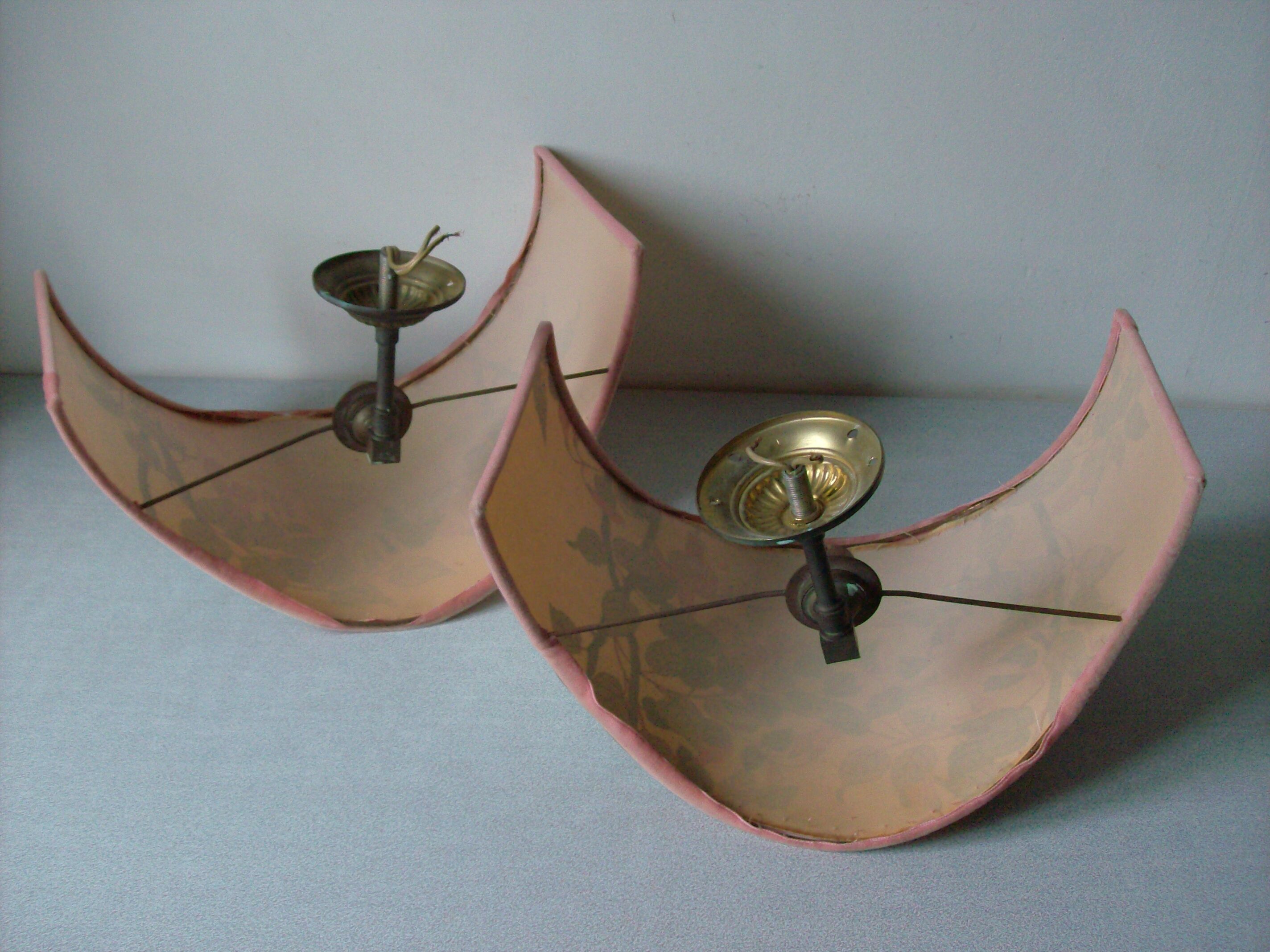 Pair of fabric wall lights