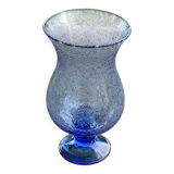 Blue blown glass tealight holder, Biot glassworks, collector's item
