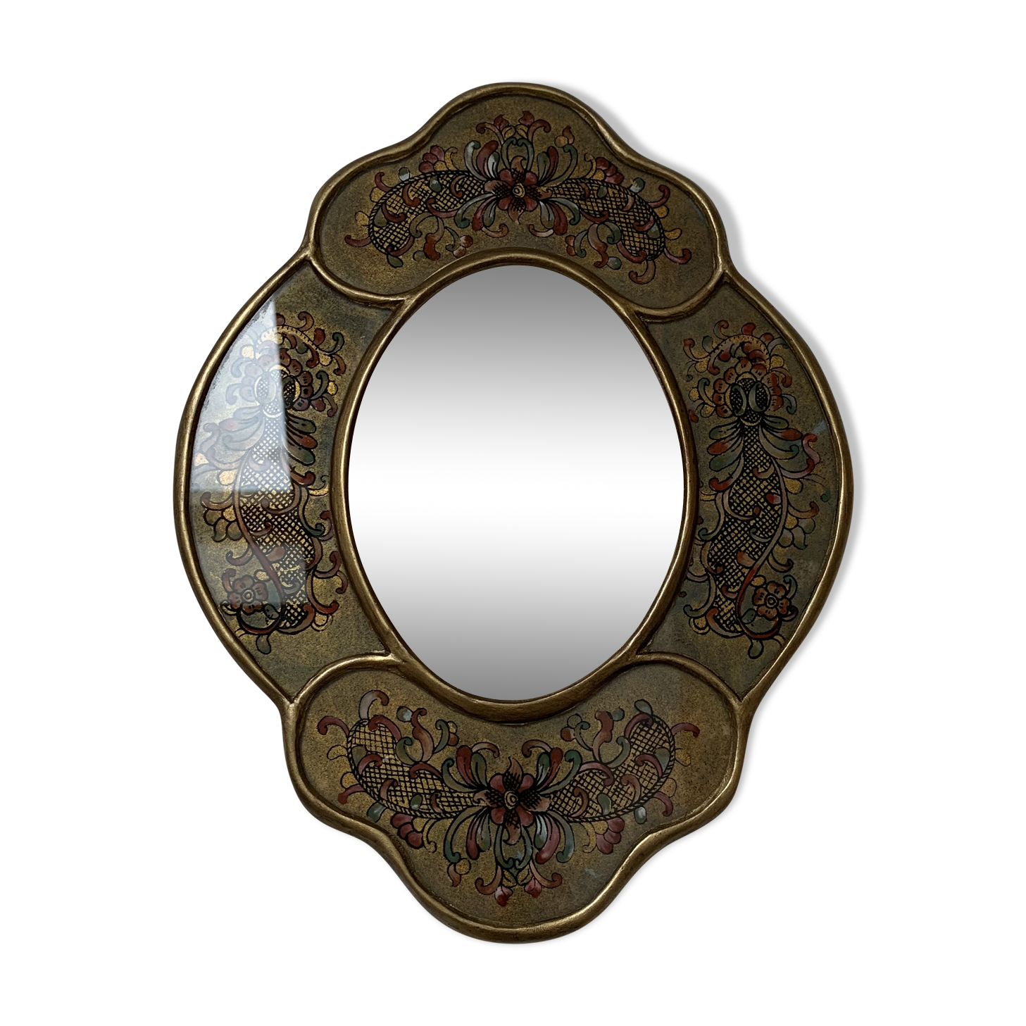 Painted wood mirror 22x29cm