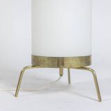 Lampe en opaline blanche et laiton doré, années 1970