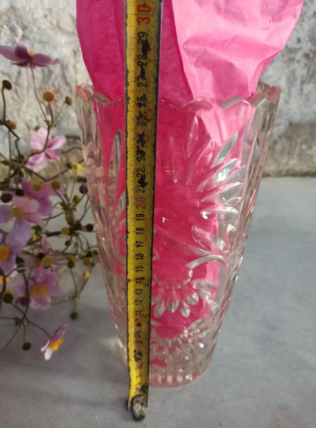 Four bohemian crystal vases