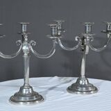 Pair of “Le Lingot” Candelabra in Pewter – Mid 20th Century
