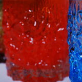 Set verre coloré 'textured bark' par Geoffrey Baxter 60's