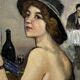Élégante au chapeau Tableau signé