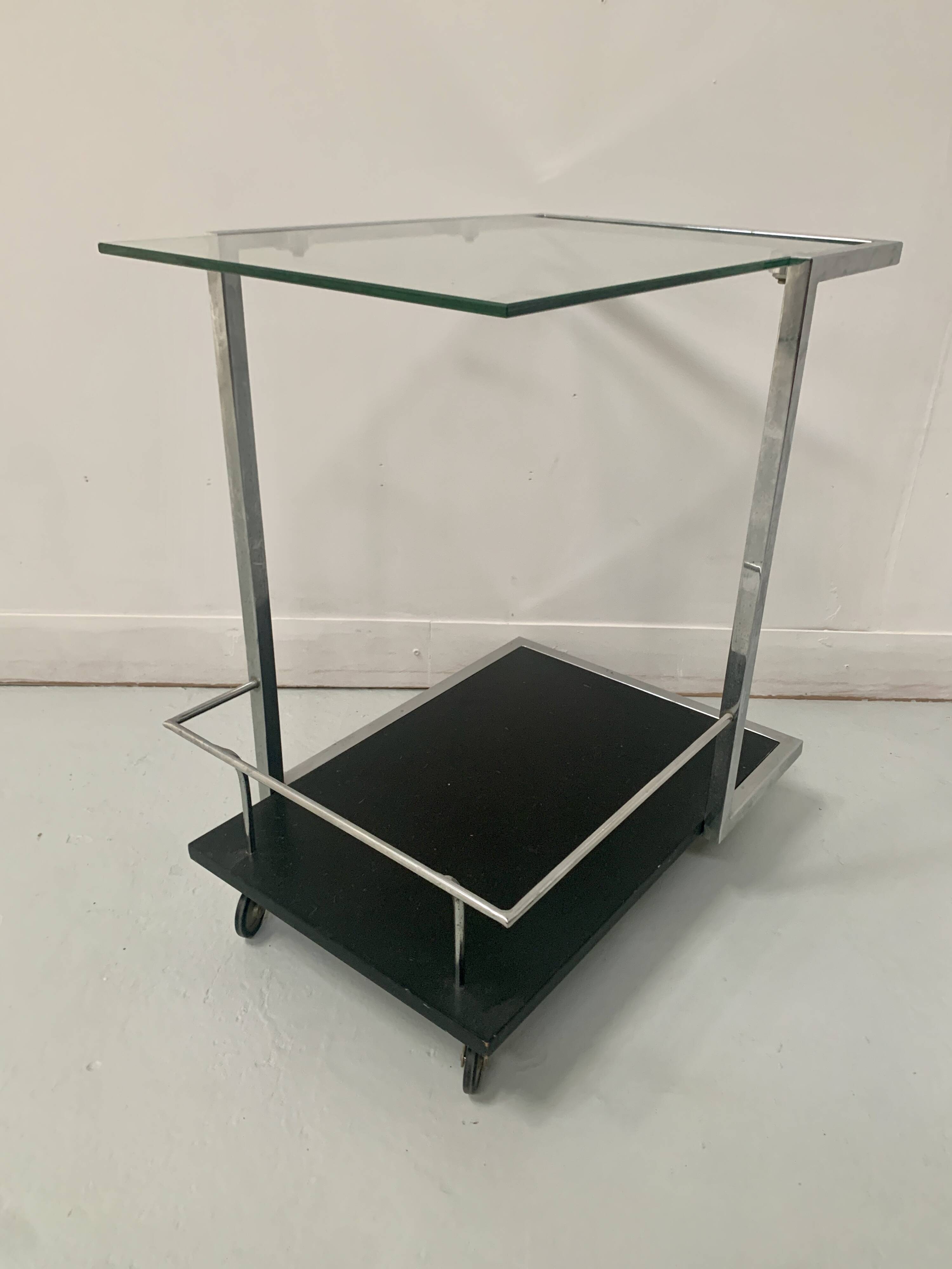 20th century chrome metal rolling serving table