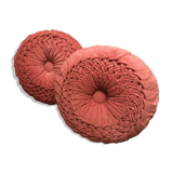 Velvet cushion, vintage pleated