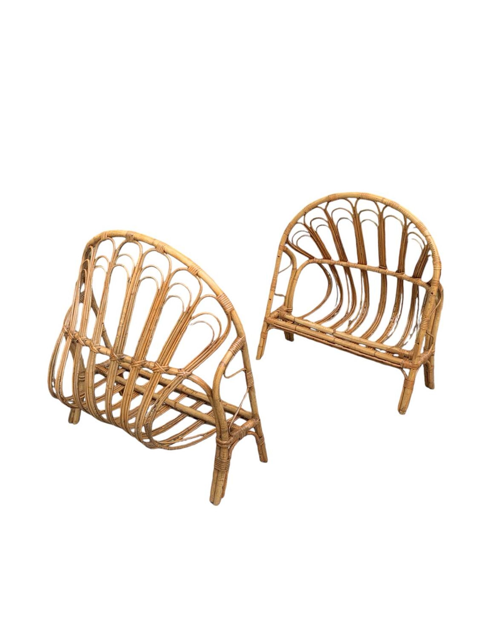 Lit corbeille en rotin pour enfant 1960