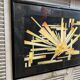 Old painting monique laville volcanic eruption + black wood frame