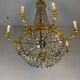 Empire style lustre with pearl beads in gilded bronze, circa 1880.