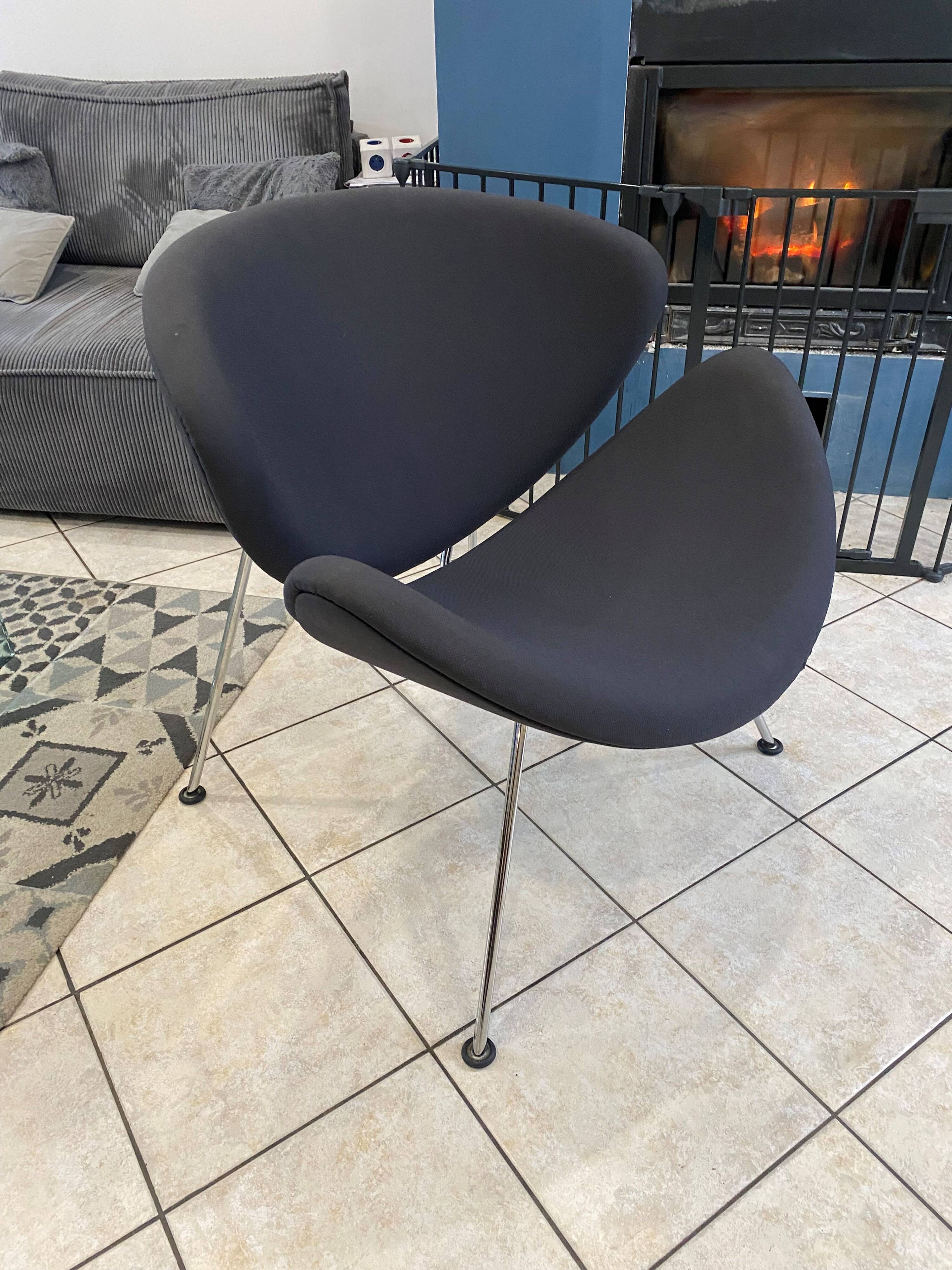 Orange slice armchair 437 by pierre paulin for artifort, grey, 1980.