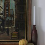 Tableau Grande huile sur toile d'une rue