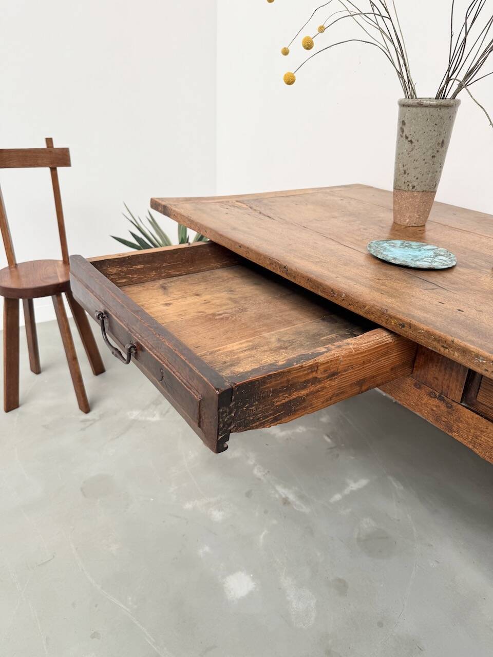 19th century walnut drapery table 2m1