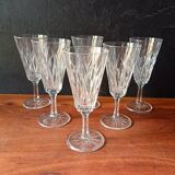 6 FLUTES champagne transparent glass vintage VMC Reims France