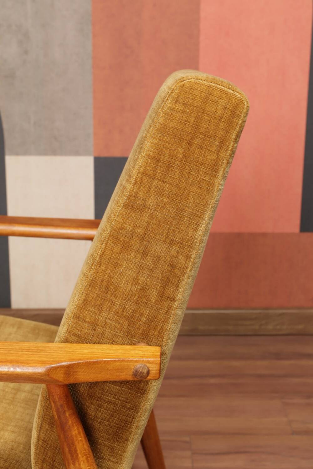 Scandinavian armchair golden velvet design by H.Lis
