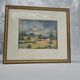 Framed watercolor by Henri Lindegaard 1975 - Forest and mountain landscape