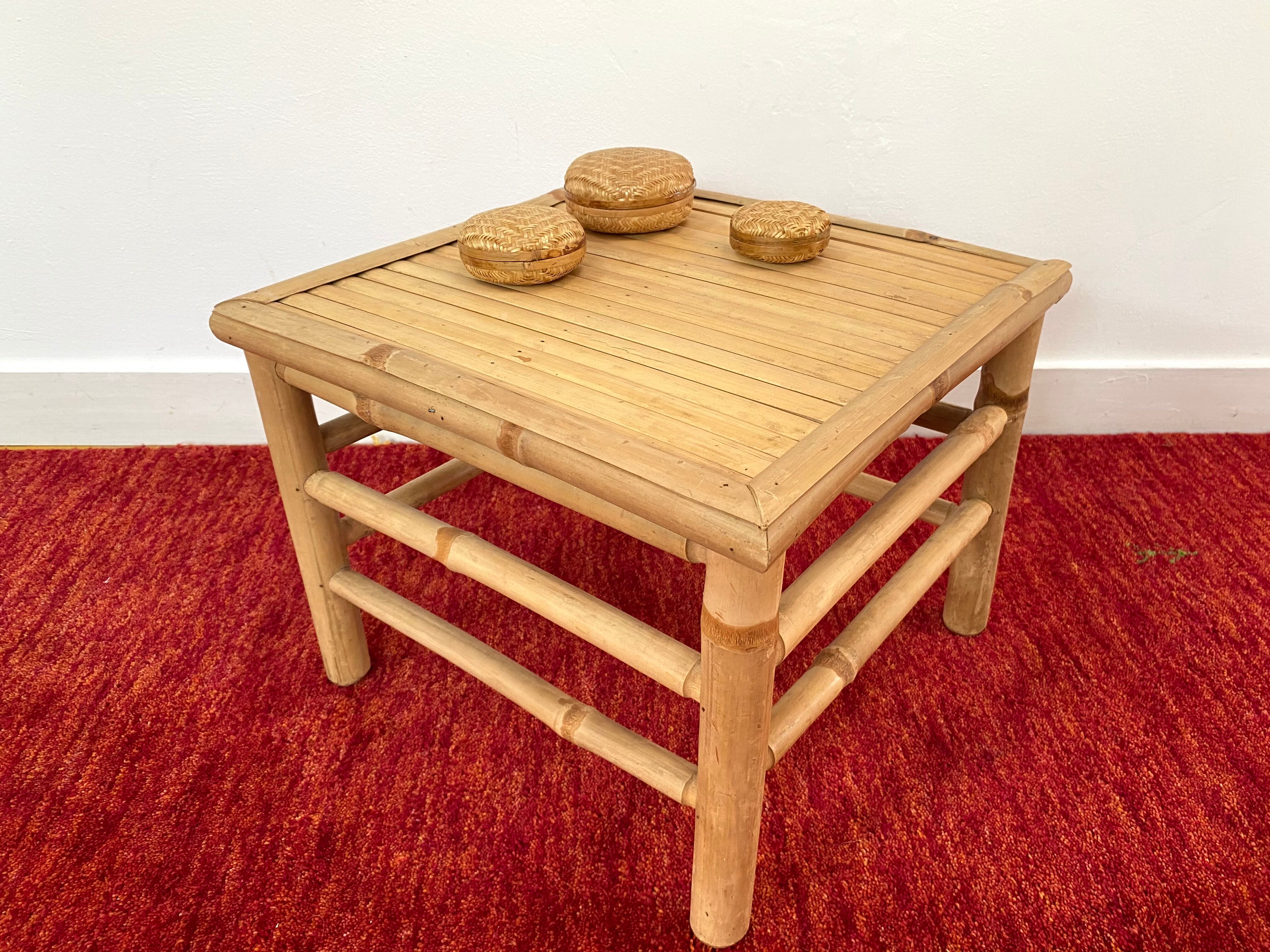 Vintage rattan bamboo coffee table