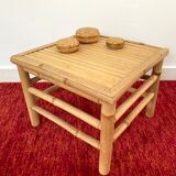 Vintage rattan bamboo coffee table