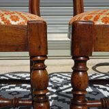 Antique Louis Philippe style chairs in walnut and velvet