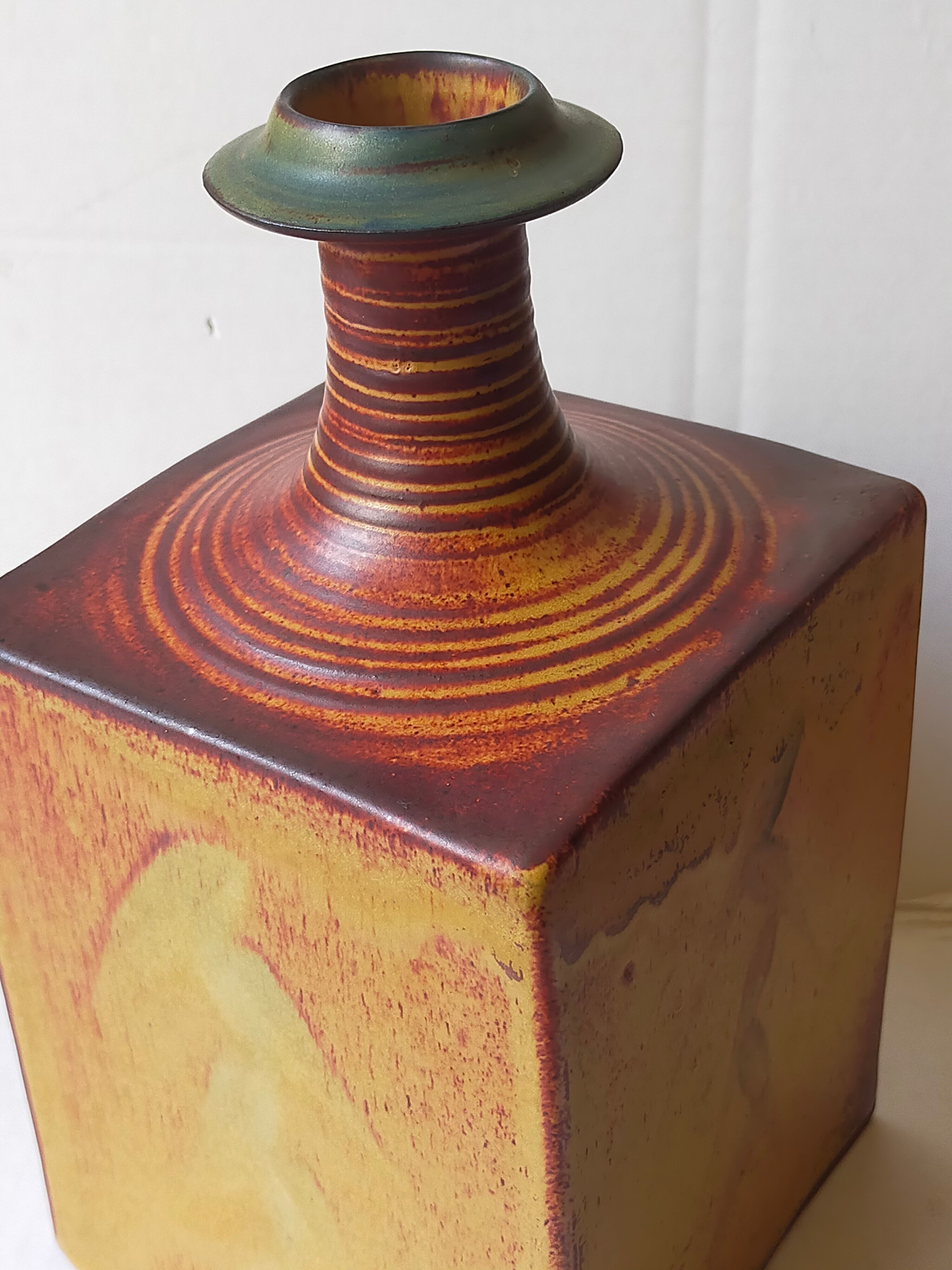 Vintage Scandinavian enamelled earth soliflore vase