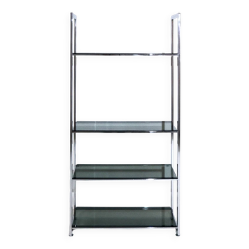 Vintage Italian freestanding shelf in chrome, 1970s