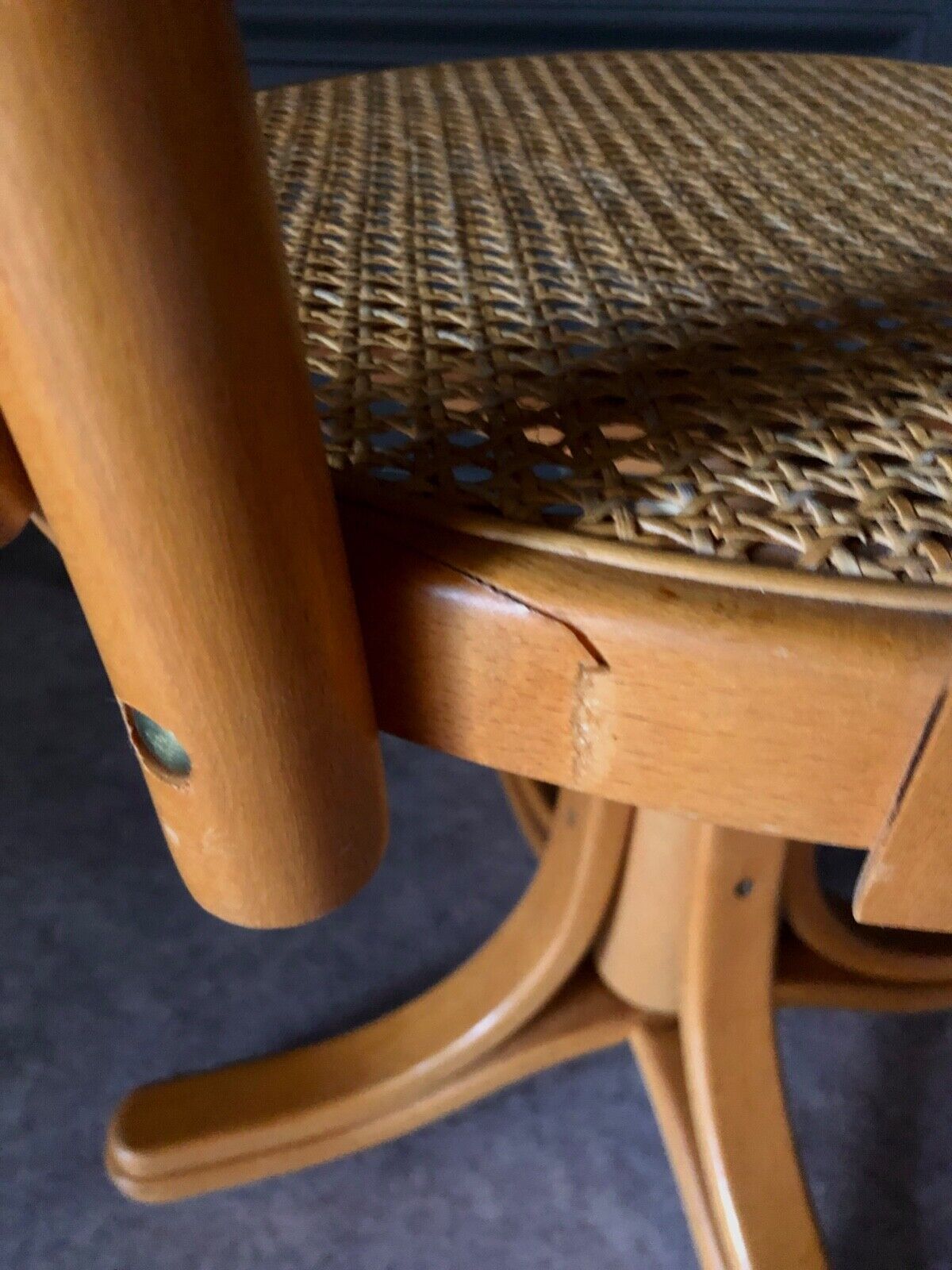 Armchair american turning desk wood hanger chene clair 1960 cannage