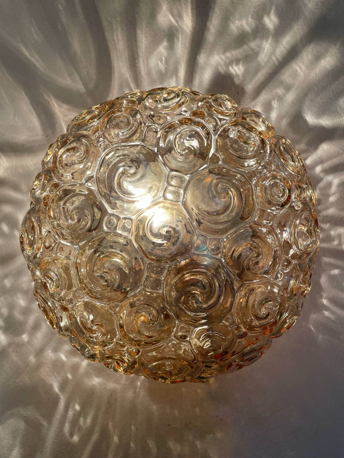 Helena Tynell amber glass ceiling light from the 60s