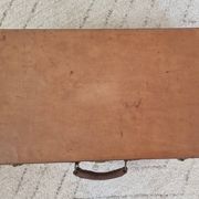Antique leather and brass trunk/suitcase, high-end luggage circa 1930
