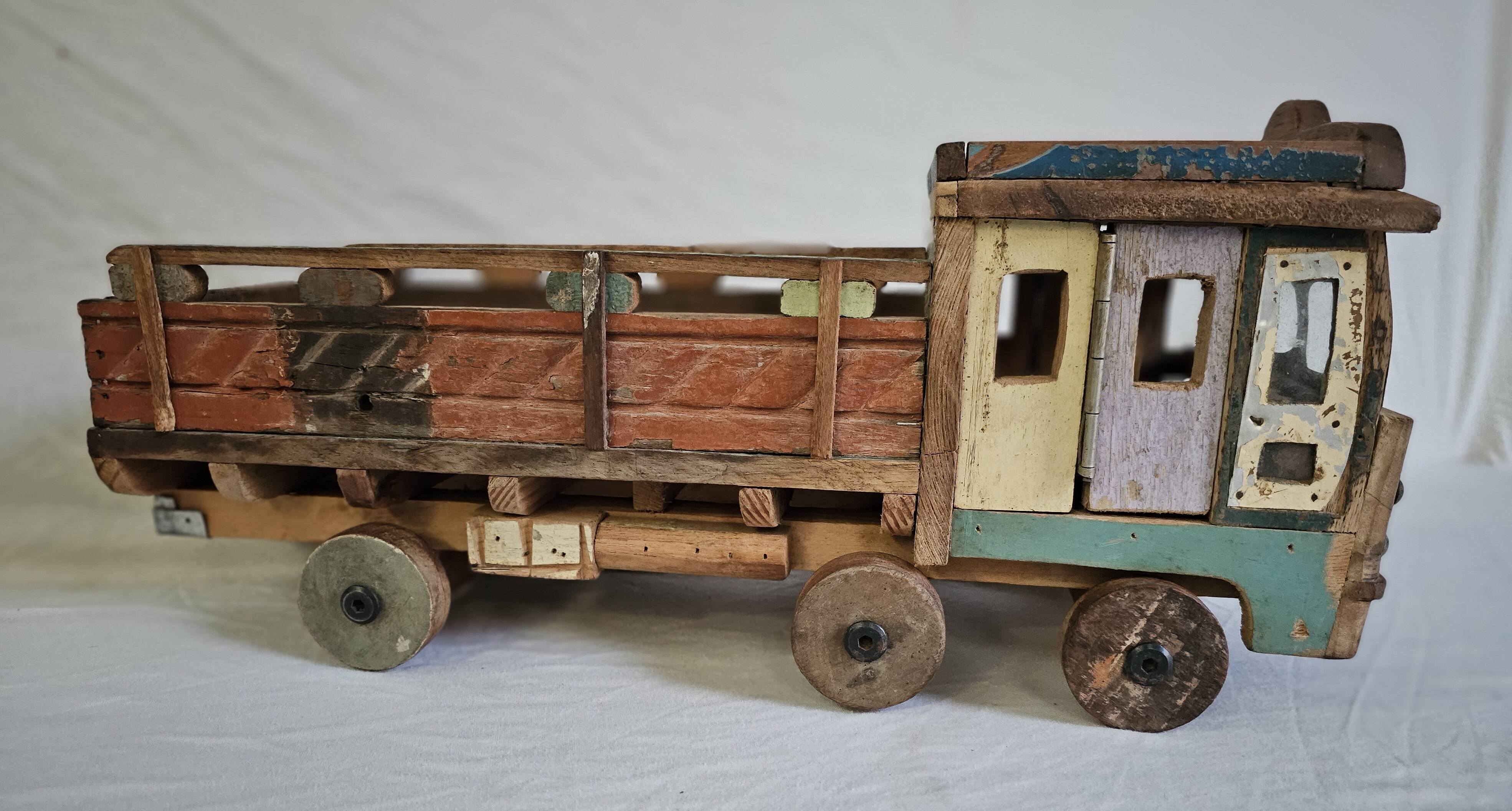 Indian tata truck handmade in polychrome wood