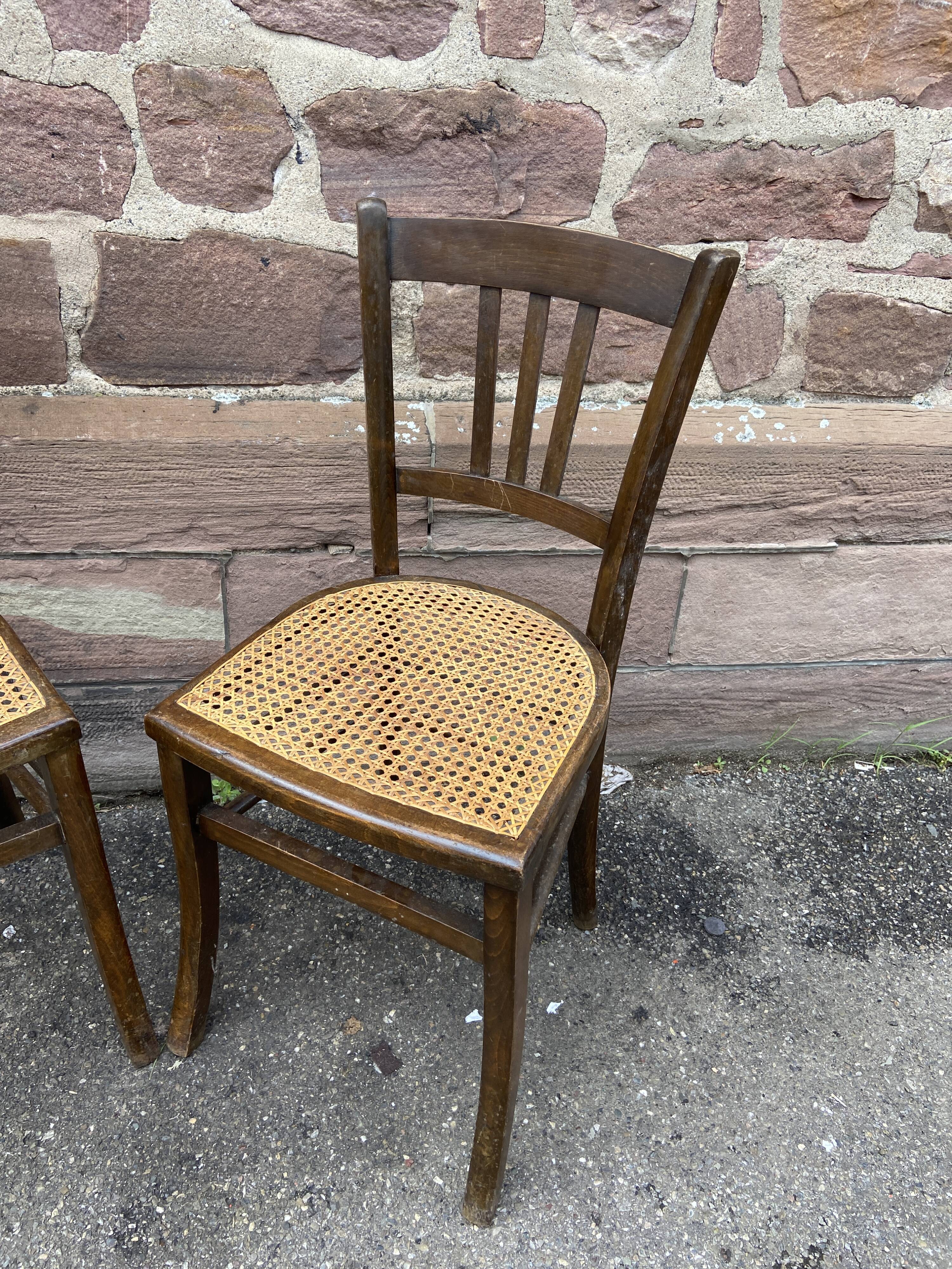 Pair of vintage peasant bistro chairs 1930