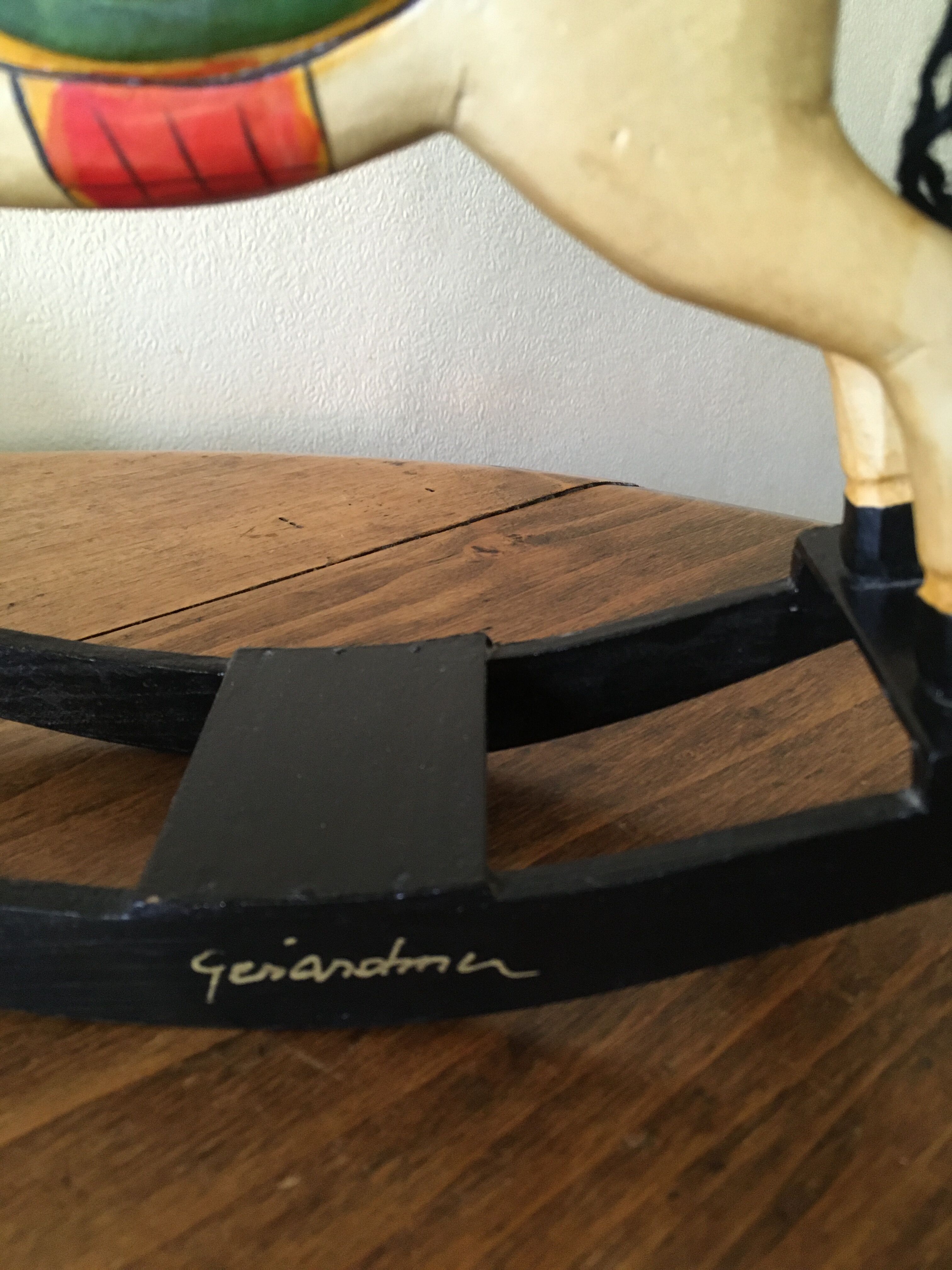 Wooden rocking horse, decorative, artisanal