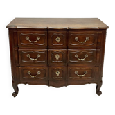 Commode, Galbée arbalète en noyer 18 ème