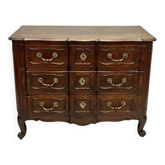 Commode, Galbée arbalète en noyer 18 ème