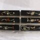 6 vintage knife holders, resin inclusion, shells.