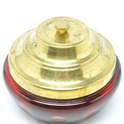 Art Deco bonbonniere, ruby glass, brass, Germany, 1930s