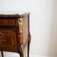 Napoleon III bedside table in marquetry wood and marble