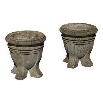Pair of garden urns / Mid-century cast stone planters from the 1950s.