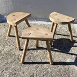 Set of 3 mountain-style half-moon tripod stools