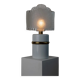 Vintage Murano glass table lamp – white, gold metal base, frosted glass shade – Italy 1980s