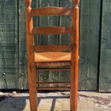 Set of 8 vintage chairs brutalized in solid oak, mulched seat 1960