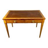 Louis XVI style desk in precious wood marquetry and gilded bronzes