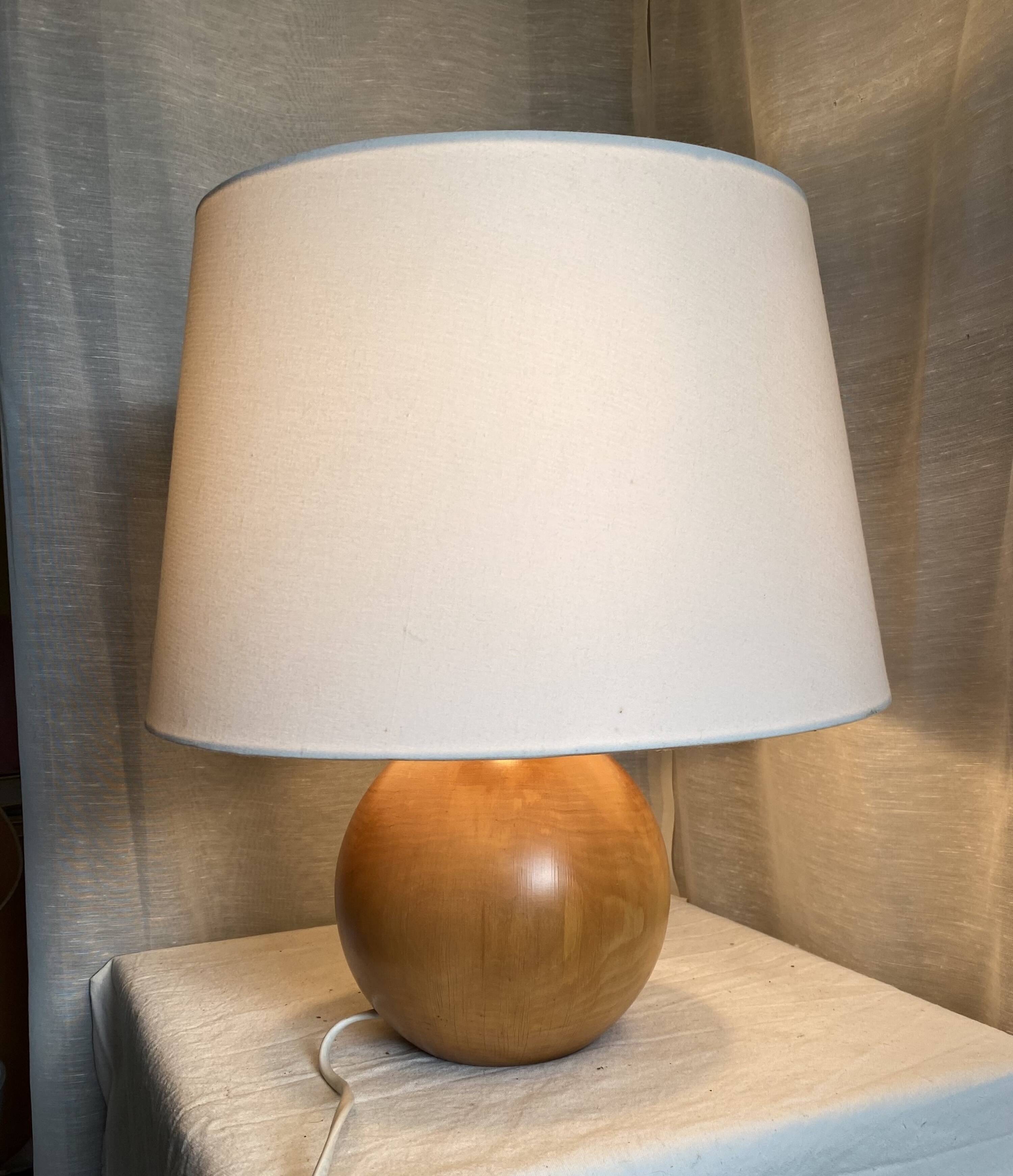 Vintage 1960s turned wood ball lamp
