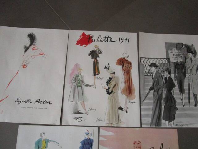 Lot de 5 publicités de mode, années 40